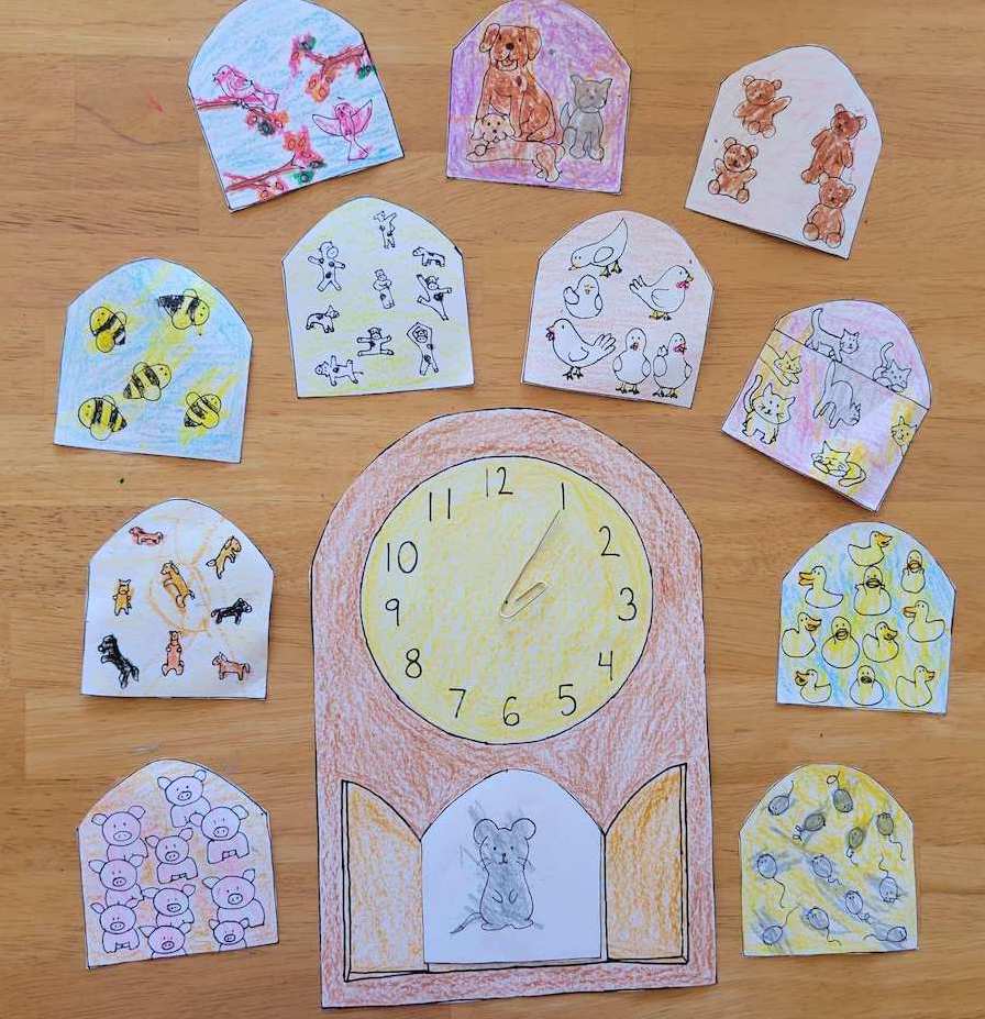 Hickory dickory Dock printable colored and completed